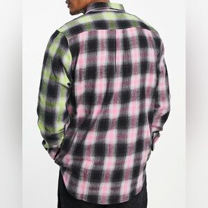 Wesc Men's Casual Plaid Shirt - Black, Pink, Green XL